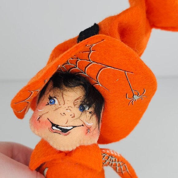 Annalee Hobgoblin Elf Halloween Orange Boo Spider Webs Bats 10" - Picture 8 of 8